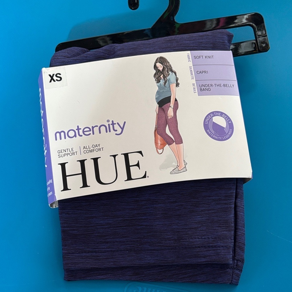 HUE Maternity Capri Leggings in Deep Purple XS